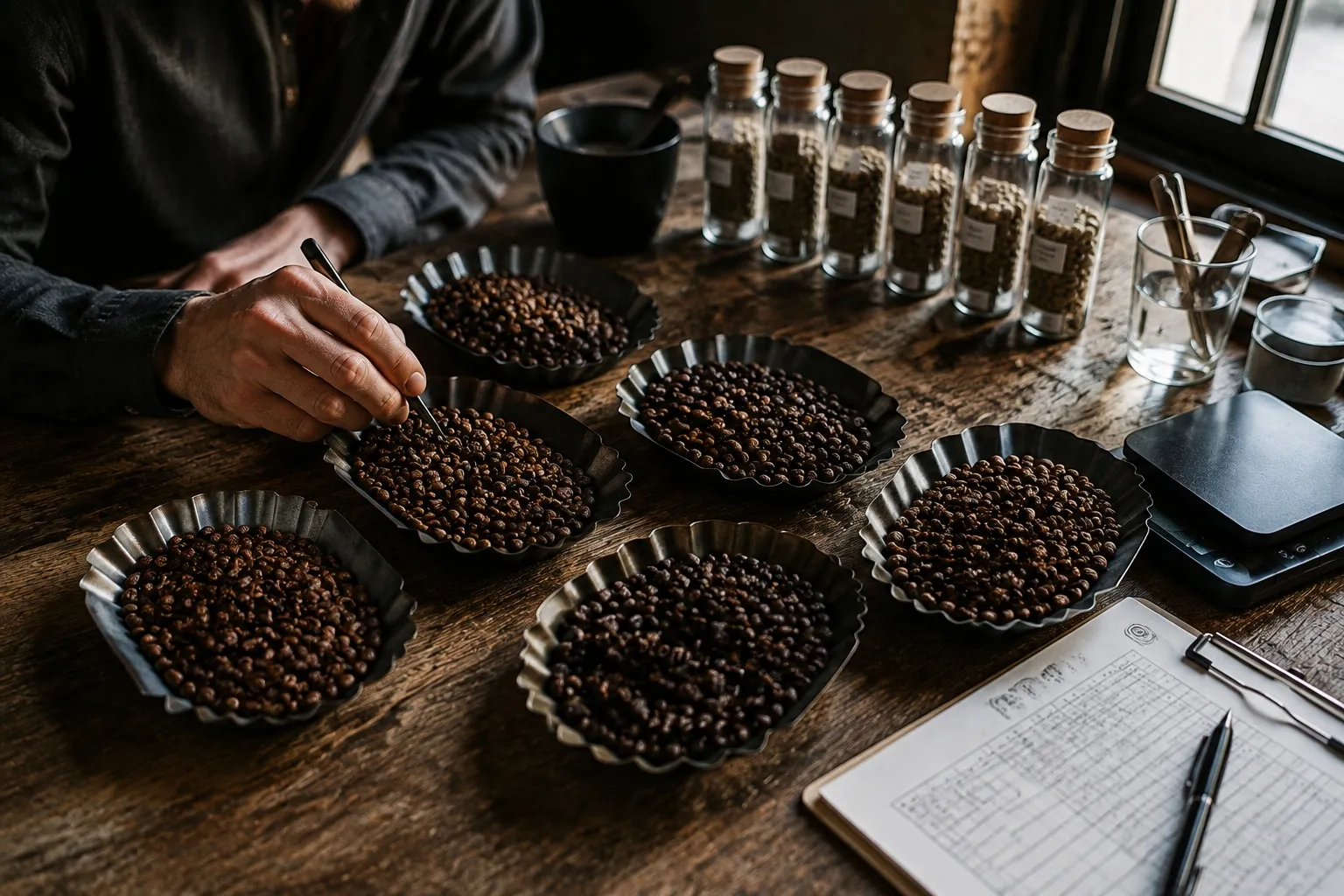Sélection et dégustation des lots de grains de café
